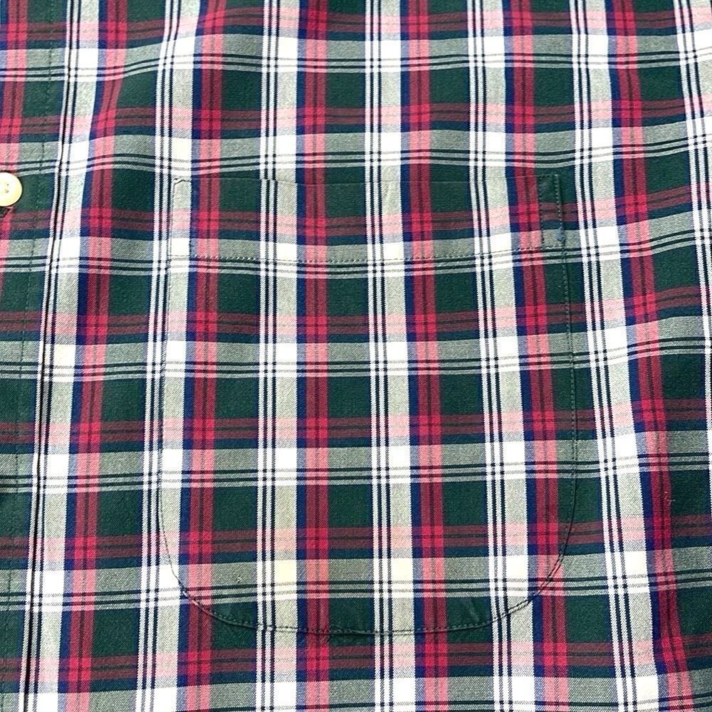 Lands End Shirt Mens Extra Large XL Green Plaid Long Sleeve Button Down Shirt - Picture 8 of 12